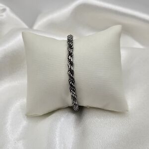 Black Rhodium Over Sterling Silver Diamond Cut Rope Bracelet